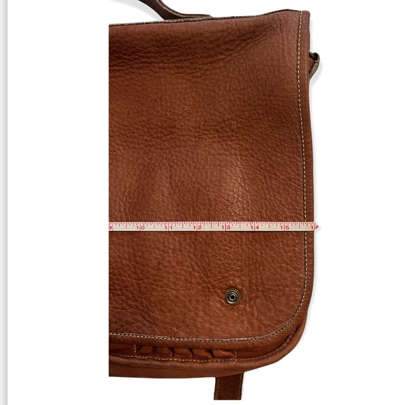 unisex brown genuine leather computer bag ROOTS - Picture 7 of 8